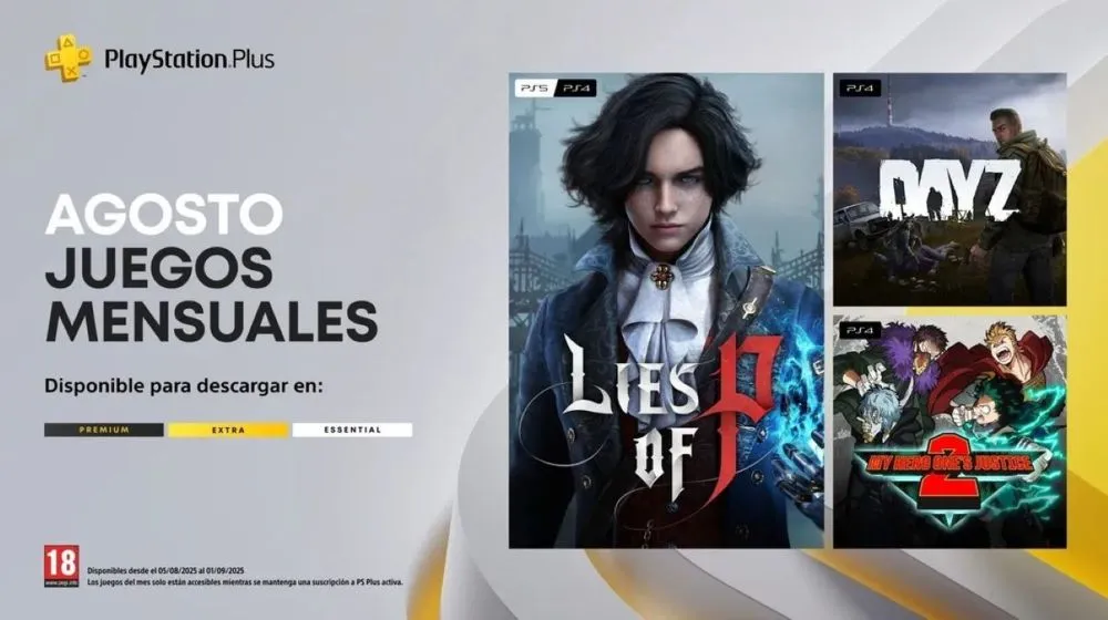 Anunciados los juegos de PS Plus de agosto de 2025, con Lies of P, un survival con zombies y un juego de lucha anime junto a nuevos avatares