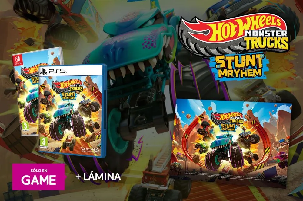 ¡Velocidad a tope! Reserva Hot Wheels Monster Trucks: Stunt Mayhem en GAME y consigue una lámina exclusiva de regalo