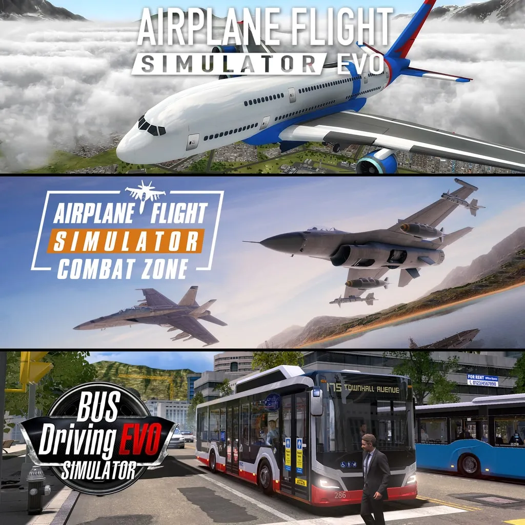 Airplane Flight Simulator : EVO & Combat Zone + Bus Driving Simulator : EVO Bundle